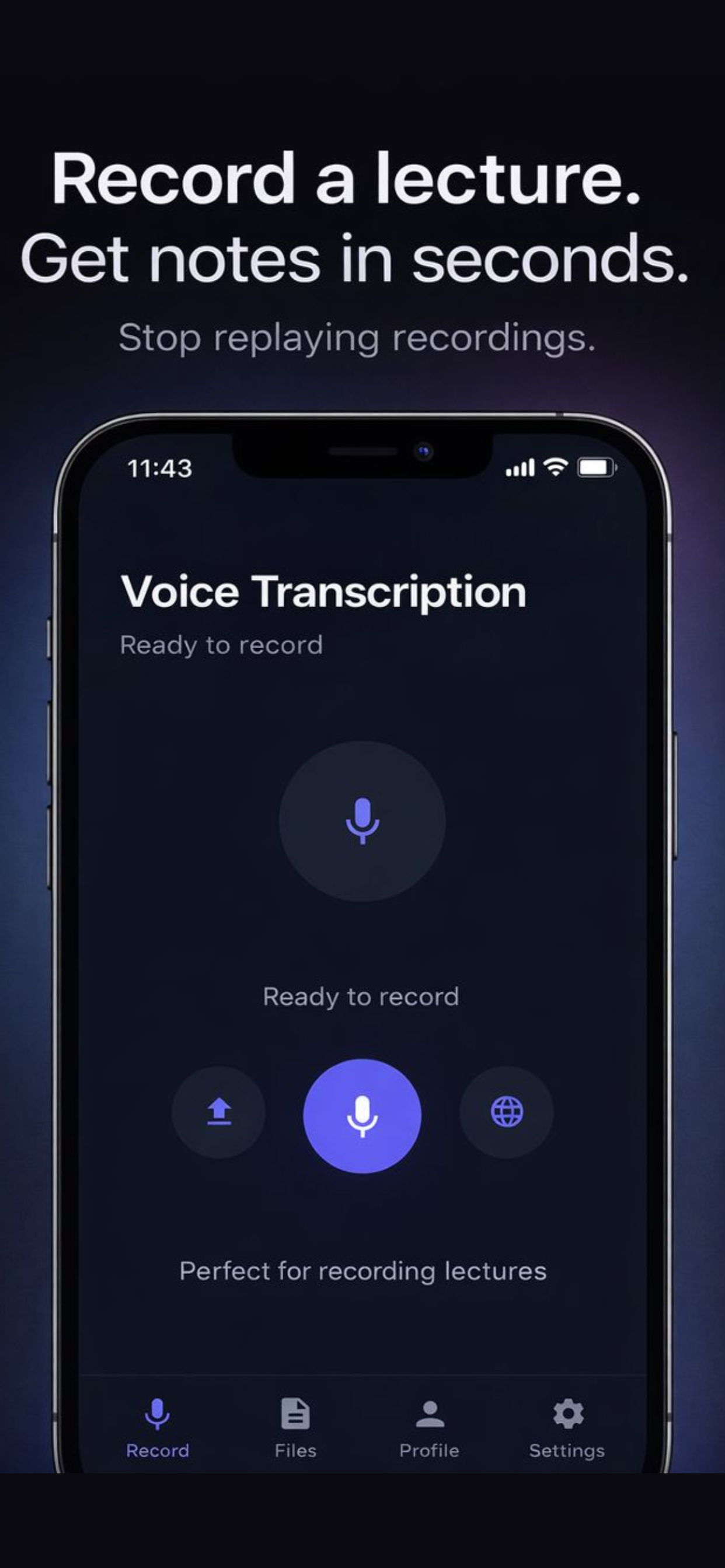 App recording screen showing a lecture in progress